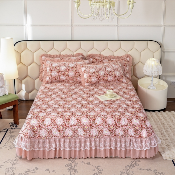 91家纺网 家纺一手货源 找家纺 美莱家纺 2024直播热款加厚秋冬牛奶绒床盖单件床罩床盖四件套 小桃兔兔