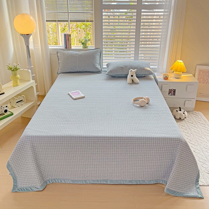 羽爱家纺 2024新款全棉色织水洗宝宝绒床盖三件套 兰香谷