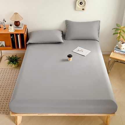 悦织湾家纺 2025新款超柔水洗棉纯色简约单品床笠系列 莫奈灰