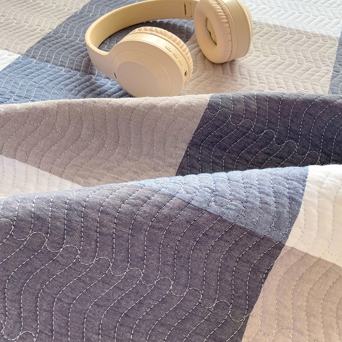 91家纺网 家纺一手货源 找家纺 羽爱家纺 2024新款全棉色织水洗宝宝绒床盖四件套 沁兰