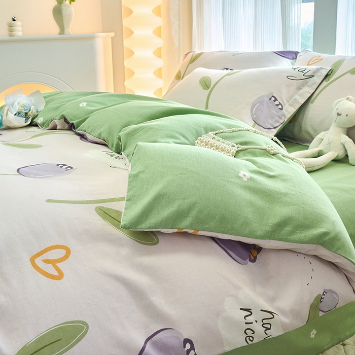 91家纺网 家纺一手货源 找家纺 珂博家纺 2024新款轻柔感全棉印花纯棉四件套 荷韵清幽