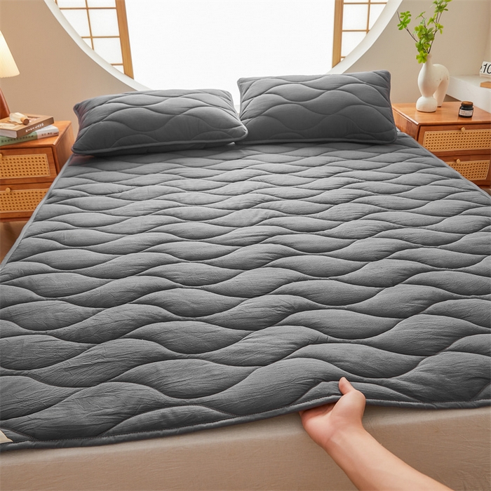 91家纺网 家纺一手货源 找家纺 3C 新款A类无染全棉抑菌棉花夹棉床护垫 无染-星辰灰