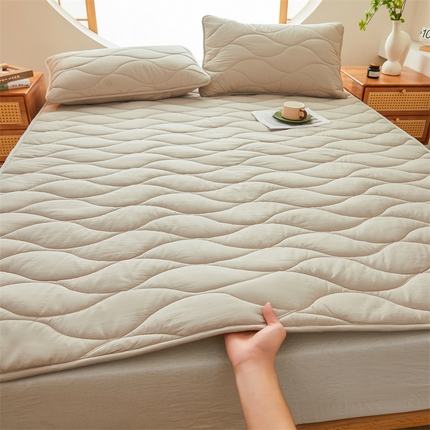 3C 新款A类无染全棉抑菌棉花夹棉床护垫 无染-浅卡其