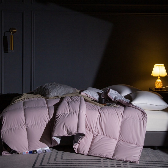 91家纺网 家纺一手货源 找家纺 （总）颐羽达 厂家45天丝立体羽绒被套纯色AB版自充绒半成品防钻绒鹅绒被被壳