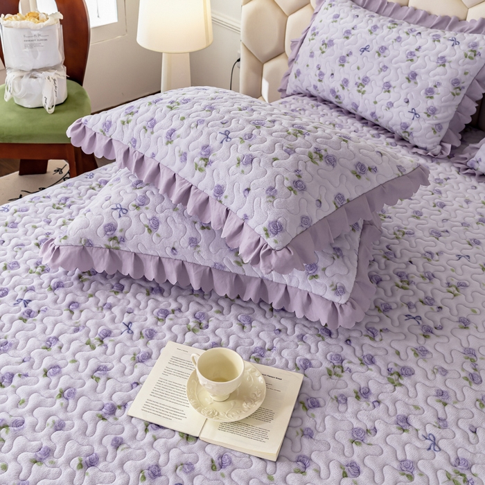 91家纺网 家纺一手货源 找家纺 美莱家纺 2024直播热款加厚秋冬牛奶绒床盖单件床罩床盖四件套 心动玫瑰