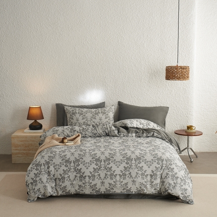 91家纺网 家纺一手货源 找家纺 （总）慕尚家纺 2025新款磨毛提花双层纱四件套