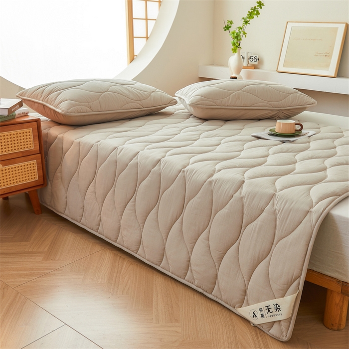 91家纺网 家纺一手货源 找家纺 3C 新款A类无染全棉抑菌棉花夹棉床护垫 无染-浅卡其