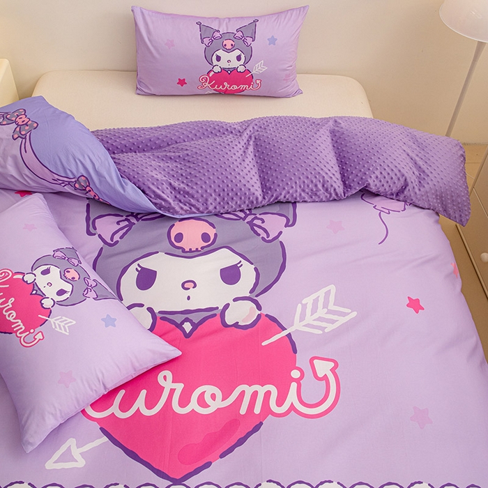 91家纺网 家纺一手货源 找家纺 睡棉坊 2024新款库洛米正版带标可拆洗冬被A版全棉13070B版豆豆绒单被套绒被子 甜心库洛米