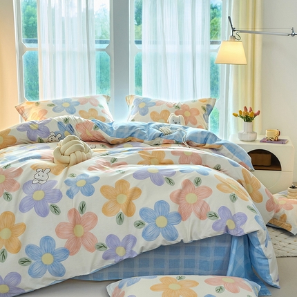 91家纺网 家纺一手货源 找家纺 （总）珂博家纺 2024新款轻柔感全棉印花单品四件套系列-单床单单床笠