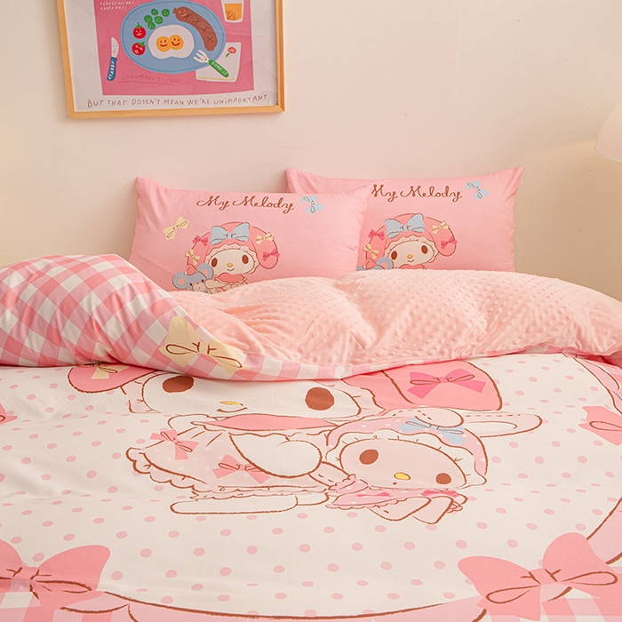 91家纺网 家纺一手货源 找家纺 睡棉坊 2024新款库洛米正版带标可拆洗冬被A版全棉13070B版豆豆绒单被套绒被子 玩偶美乐蒂