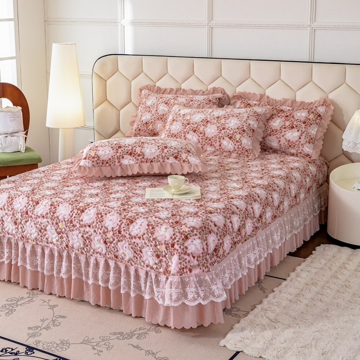 91家纺网 家纺一手货源 找家纺 美莱家纺 2024直播热款加厚秋冬牛奶绒床盖单件床罩床盖四件套 小桃兔兔