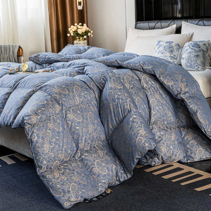 91家纺网 家纺一手货源 找家纺 （总）颐羽达 120支高支大提花羽绒被壳 单层防钻绒鹅绒被羽绒被自充绒羽绒被套