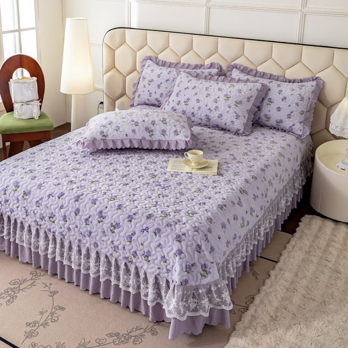 91家纺网 家纺一手货源 找家纺 美莱家纺 2024直播热款加厚秋冬牛奶绒床盖单件床罩床盖四件套 心动玫瑰