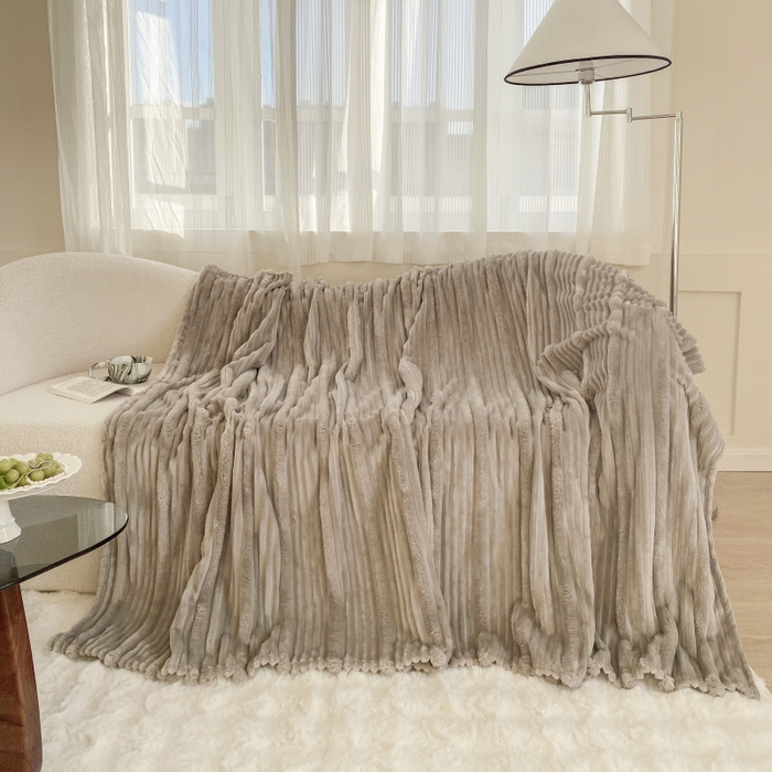 91家纺网 家纺一手货源 找家纺 潮邦创意家居 2025新款澳密绒双面加厚毯毛毯盖毯 澳密绒-灰咖