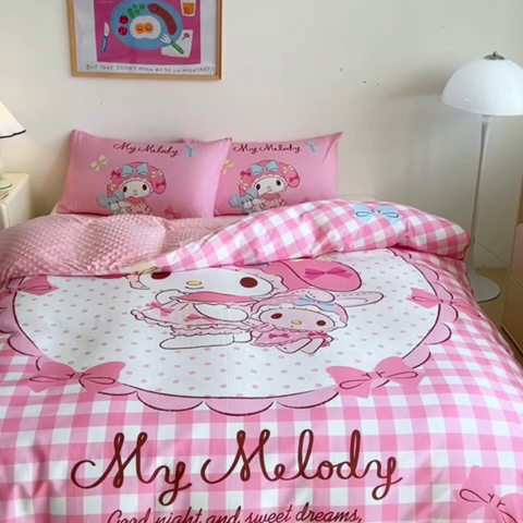 91家纺网 家纺一手货源 找家纺 睡棉坊 2024新款库洛米正版带标可拆洗冬被A版全棉13070B版豆豆绒单被套绒被子 玩偶美乐蒂