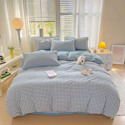羽爱家纺 2024新款全棉色织水洗宝宝绒床盖四件套 君子兰