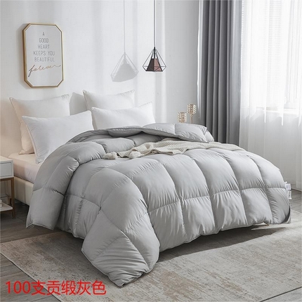 91家纺网 家纺一手货源 找家纺 （总）颐羽达 100支贡缎全棉鹅绒被被壳 纯色自充绒羽绒被半成品被套批发