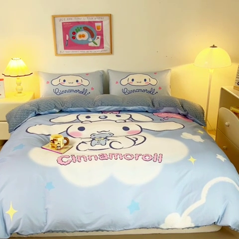 91家纺网 家纺一手货源 找家纺 睡棉坊 2024新款库洛米正版带标可拆洗冬被A版全棉13070B版豆豆绒单被套绒被子 云朵玉桂狗