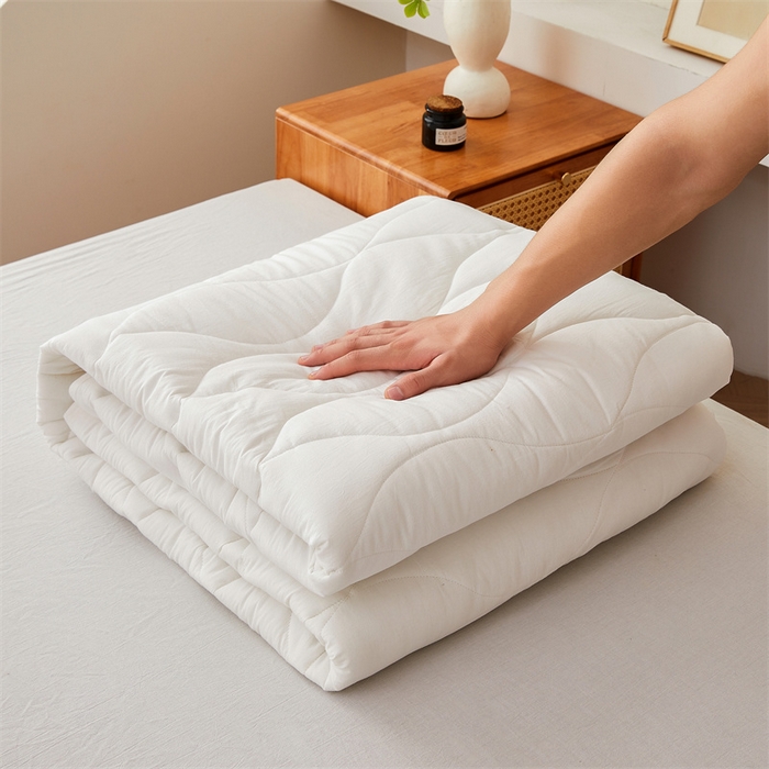 91家纺网 家纺一手货源 找家纺 3C 新款A类无染全棉抑菌棉花夹棉床护垫 无染-云朵白