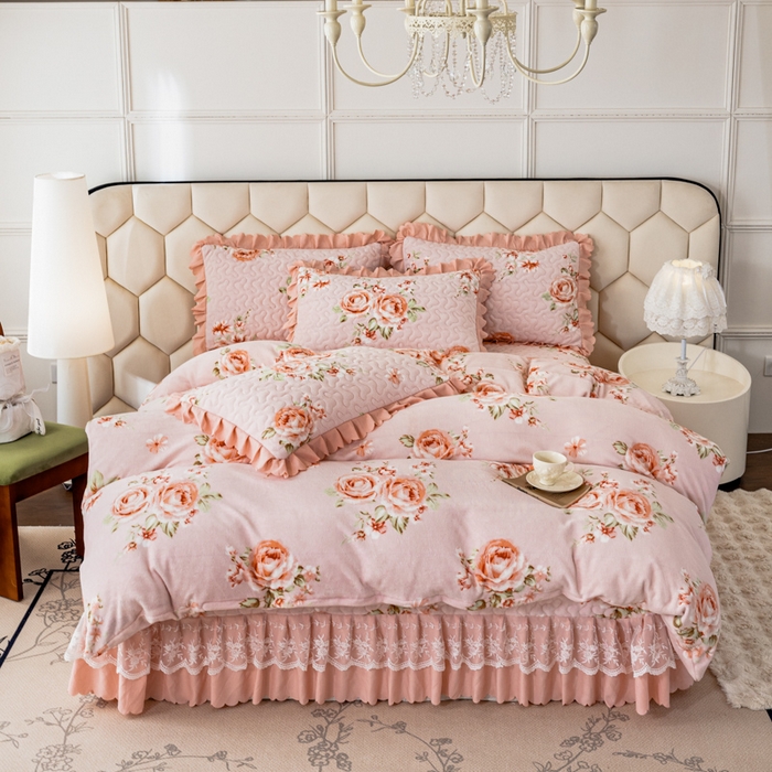 91家纺网 家纺一手货源 找家纺 美莱家纺 2024直播热款加厚秋冬牛奶绒床盖单件床罩床盖四件套 一枝独秀