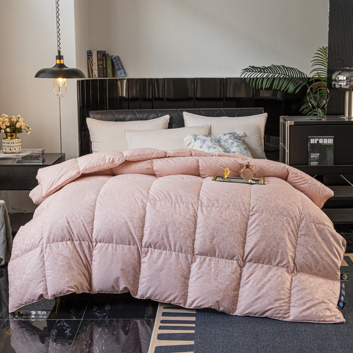 91家纺网 家纺一手货源 找家纺 （总）颐羽达 120支高支大提花羽绒被壳 单层防钻绒鹅绒被羽绒被自充绒羽绒被套