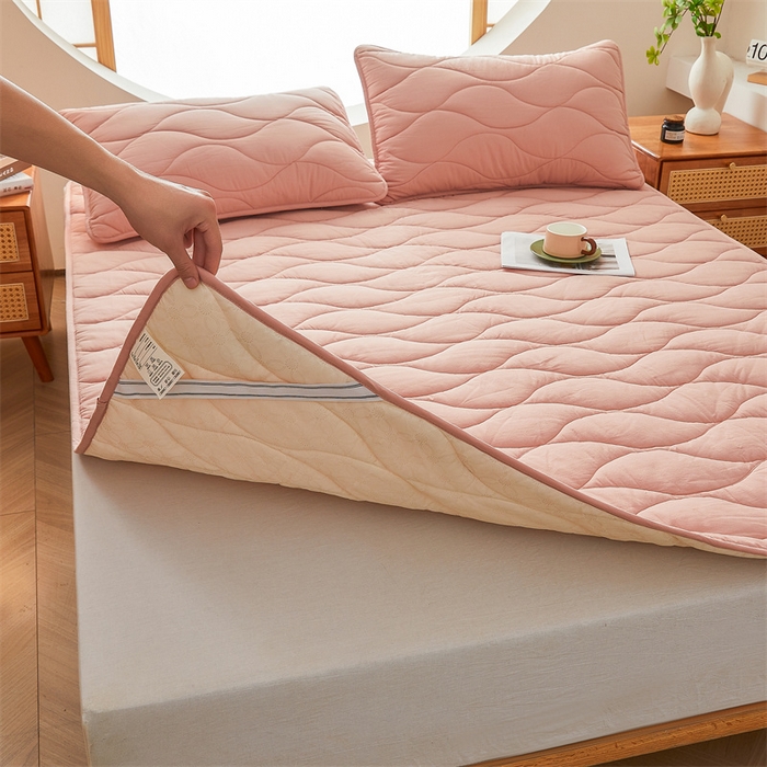 91家纺网 家纺一手货源 找家纺 3C 新款A类无染全棉抑菌棉花夹棉床护垫 无染-凤仙粉