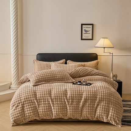 91家纺网 家纺一手货源 找家纺 （总）怡源梦 2024新款牛奶泡泡绒四件套