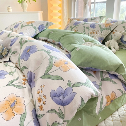 珂博家纺 2024新款轻柔感全棉印花纯棉四件套芳影轻吟