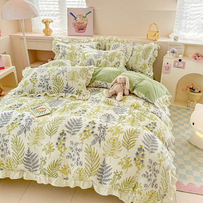 91家纺网 家纺一手货源 找家纺 典曼家纺 2024新款A类韩版牛奶绒四件套 绿野仙踪