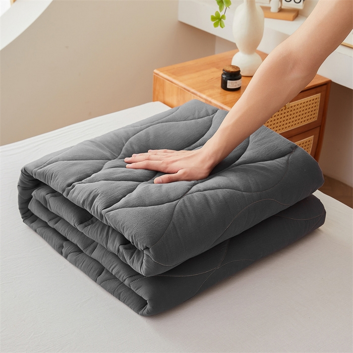 91家纺网 家纺一手货源 找家纺 3C 新款A类无染全棉抑菌棉花夹棉床护垫 无染-星辰灰