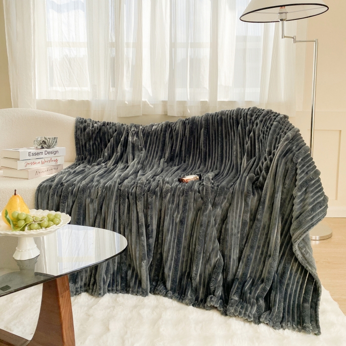 91家纺网 家纺一手货源 找家纺 潮邦创意家居 2025新款澳密绒双面加厚毯毛毯盖毯 澳密绒-深灰