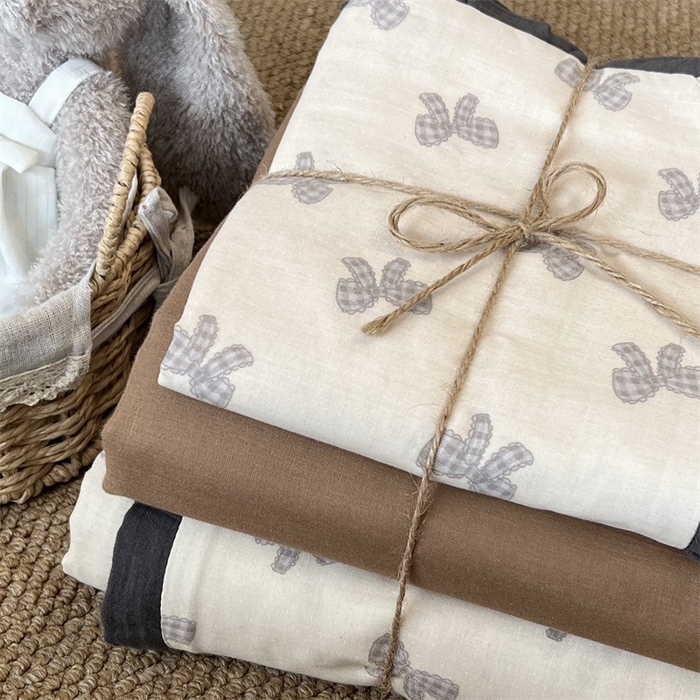 91家纺网 家纺一手货源 找家纺 荣轩 2024新款全棉印花双层纱四件套 皱皱纱花边款 花边可露丽