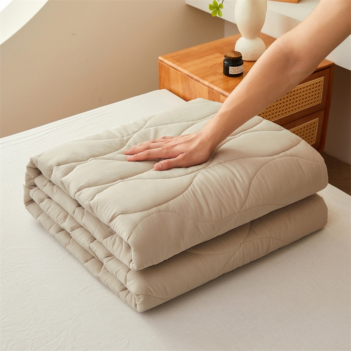 91家纺网 家纺一手货源 找家纺 3C 新款A类无染全棉抑菌棉花夹棉床护垫 无染-浅卡其