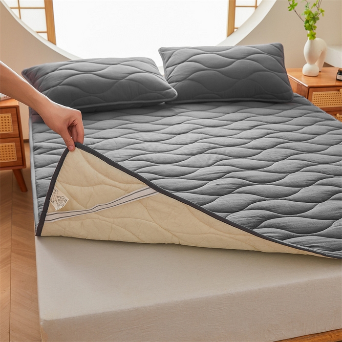 91家纺网 家纺一手货源 找家纺 3C 新款A类无染全棉抑菌棉花夹棉床护垫 无染-星辰灰