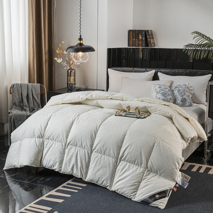 91家纺网 家纺一手货源 找家纺 （总）颐羽达 120支高支大提花羽绒被壳 单层防钻绒鹅绒被羽绒被自充绒羽绒被套