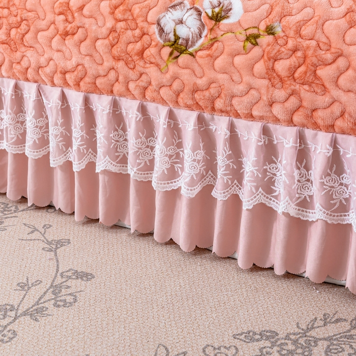 91家纺网 家纺一手货源 找家纺 美莱家纺 2024直播热款加厚秋冬牛奶绒床盖单件床罩床盖四件套 木棉花