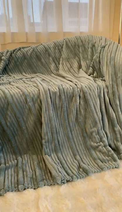 91家纺网 家纺一手货源 找家纺 潮邦创意家居 2025新款澳密绒双面加厚毯毛毯盖毯 澳密绒-岩绿