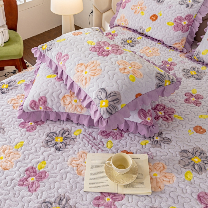 91家纺网 家纺一手货源 找家纺 美莱家纺 2024直播热款加厚秋冬牛奶绒床盖单件床罩床盖四件套 夏花