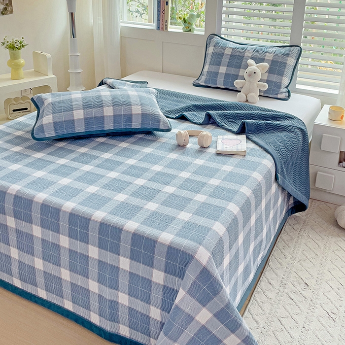 91家纺网 家纺一手货源 找家纺 羽爱家纺 2024新款全棉色织水洗宝宝绒床盖三件套 木兰