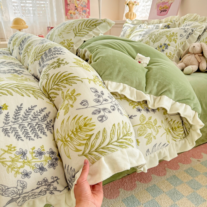 91家纺网 家纺一手货源 找家纺 典曼家纺 2024新款A类韩版牛奶绒四件套 绿野仙踪