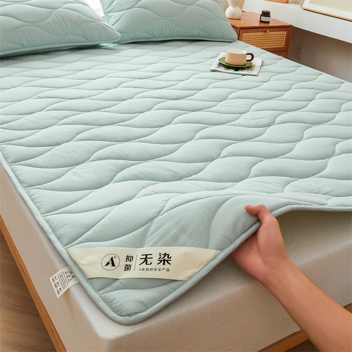 91家纺网 家纺一手货源 找家纺 3C 新款A类无染全棉抑菌棉花夹棉床护垫 无染-天空蓝