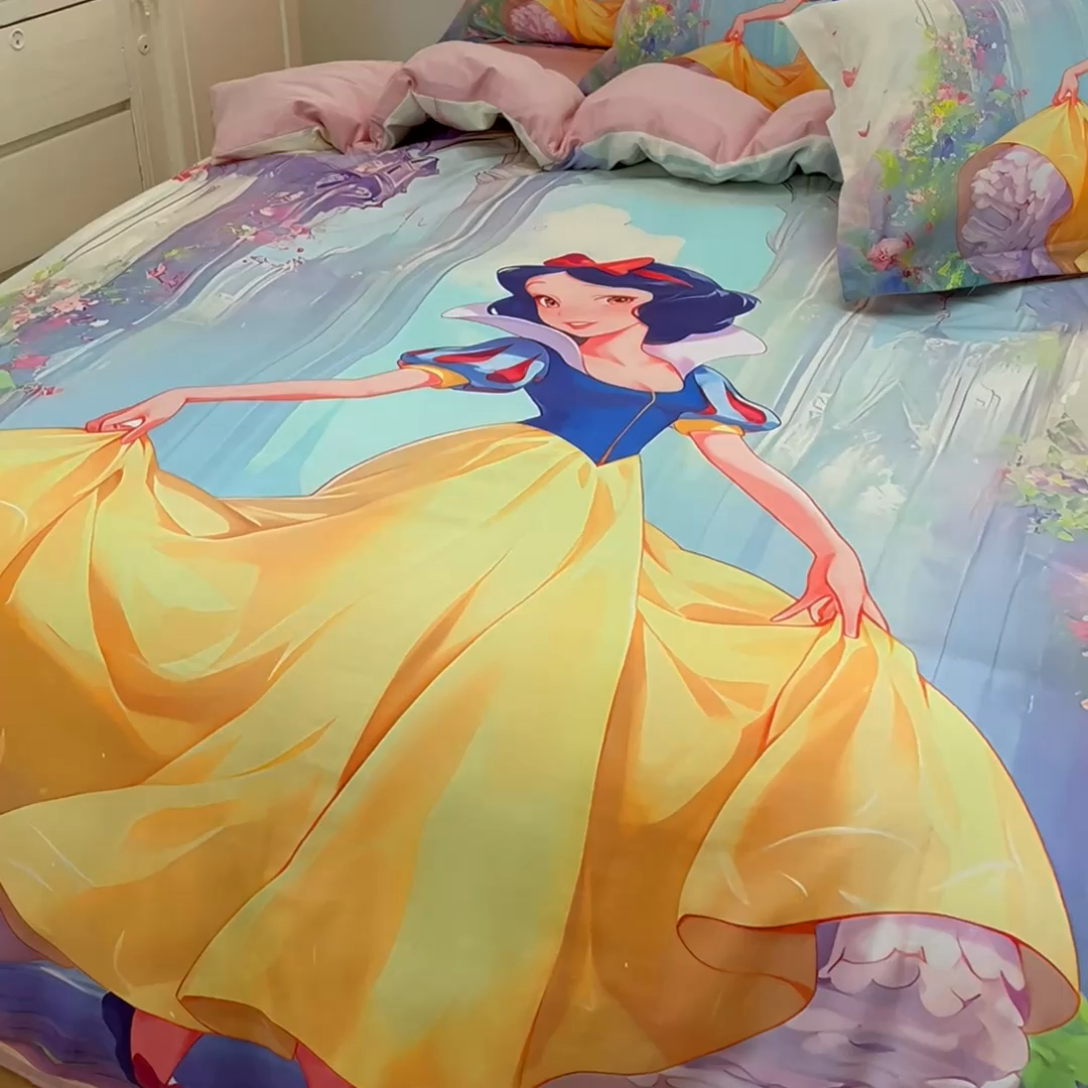 91家纺网 家纺一手货源 找家纺 （总）浩诚 2024新款女孩款全棉大版卡通四件套