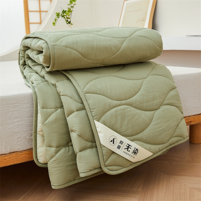 91家纺网 家纺一手货源 找家纺 3C 新款A类无染全棉抑菌棉花夹棉床护垫 无染-青果绿