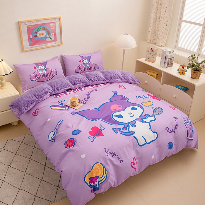 91家纺网 家纺一手货源 找家纺 睡棉坊 2024新款库洛米正版带标可拆洗冬被A版全棉13070B版豆豆绒单被套绒被子 蓝莓库洛米