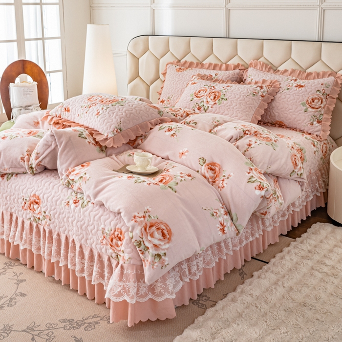 91家纺网 家纺一手货源 找家纺 美莱家纺 2024直播热款加厚秋冬牛奶绒床盖单件床罩床盖四件套 一枝独秀