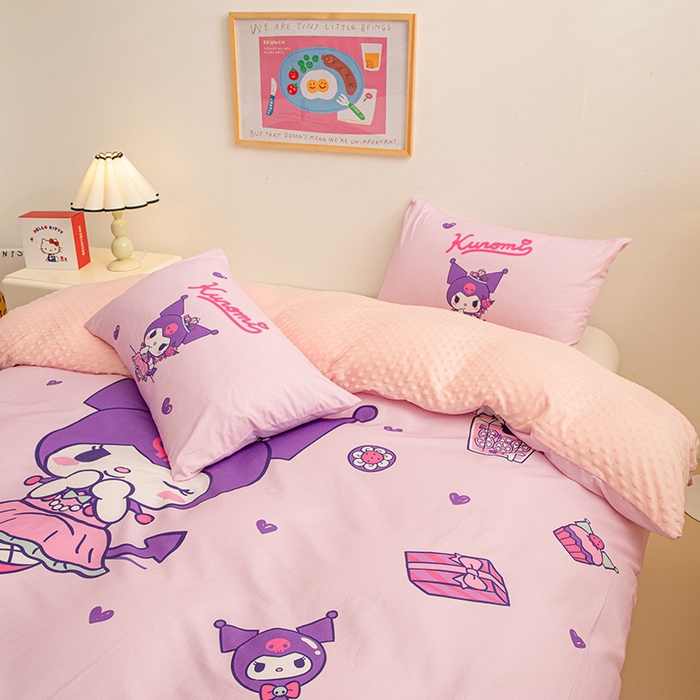 91家纺网 家纺一手货源 找家纺 睡棉坊 2024新款库洛米正版带标可拆洗冬被A版全棉13070B版豆豆绒单被套绒被子 礼盒库洛米