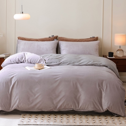 91家纺网 家纺一手货源 找家纺 （总）ONE TWO ONE 121 新品【婴儿绒双拼四件套】2024毛毯被子四件套单件床单被套床笠珊瑚绒牛奶绒冬被法兰绒兔毛绒