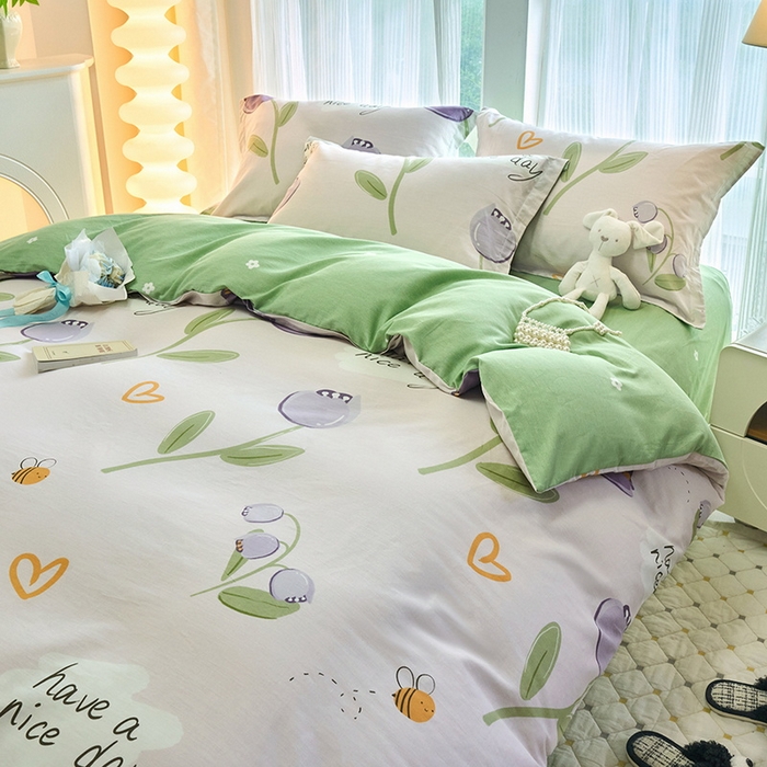 91家纺网 家纺一手货源 找家纺 珂博家纺 2024新款轻柔感全棉印花纯棉四件套 荷韵清幽