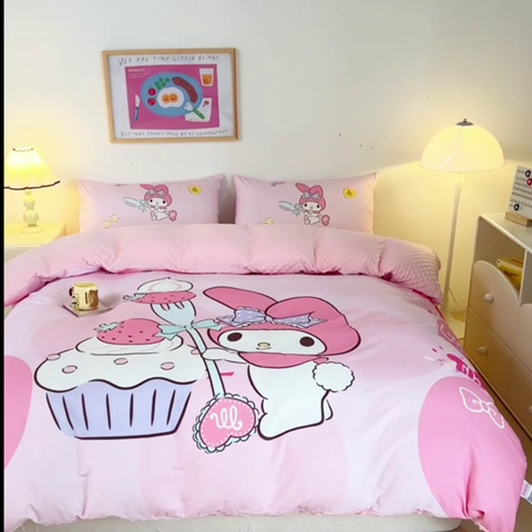 91家纺网 家纺一手货源 找家纺 （总）睡棉坊 2024新款库洛米正版带标可拆洗冬被A版全棉13070B版豆豆绒单被套绒被子