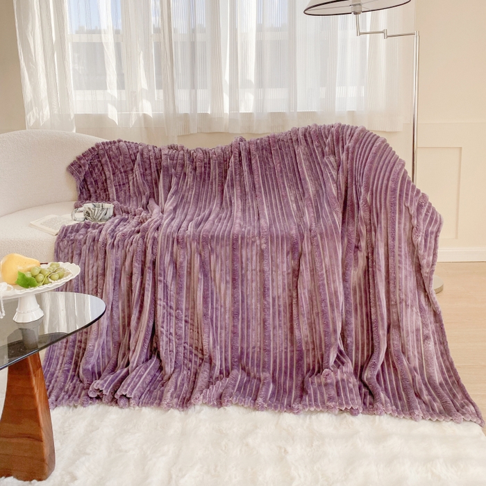 91家纺网 家纺一手货源 找家纺 潮邦创意家居 2025新款澳密绒双面加厚毯毛毯盖毯 澳密绒-梦幻紫
